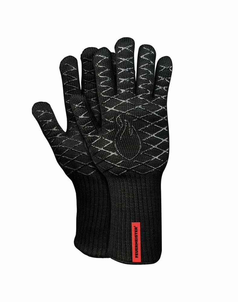 Grill-Handschuhe „Premium BBQ“ aus Aramid/Nomex, Schwarz/Rot, 2er-Set, Grösse 10 Schwarz M, Schwarz