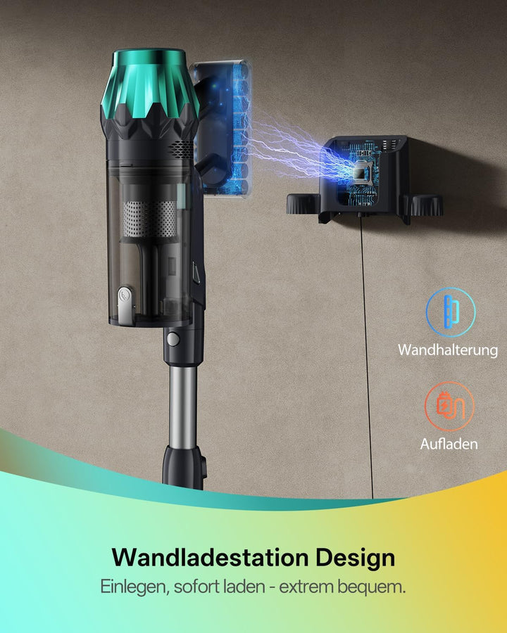 Vexilar V15Max Staubsauger mit Wischfunktion, 55KPa/ 600W/60Min Akku Staubsauger, Kabellos, Knickroh