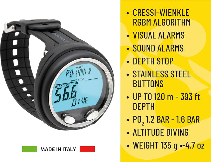 Cressi Giotto Diving Computer Premium Tauchcomputer One Size Schwarz/Rosa Single, One Size Schwarz/R