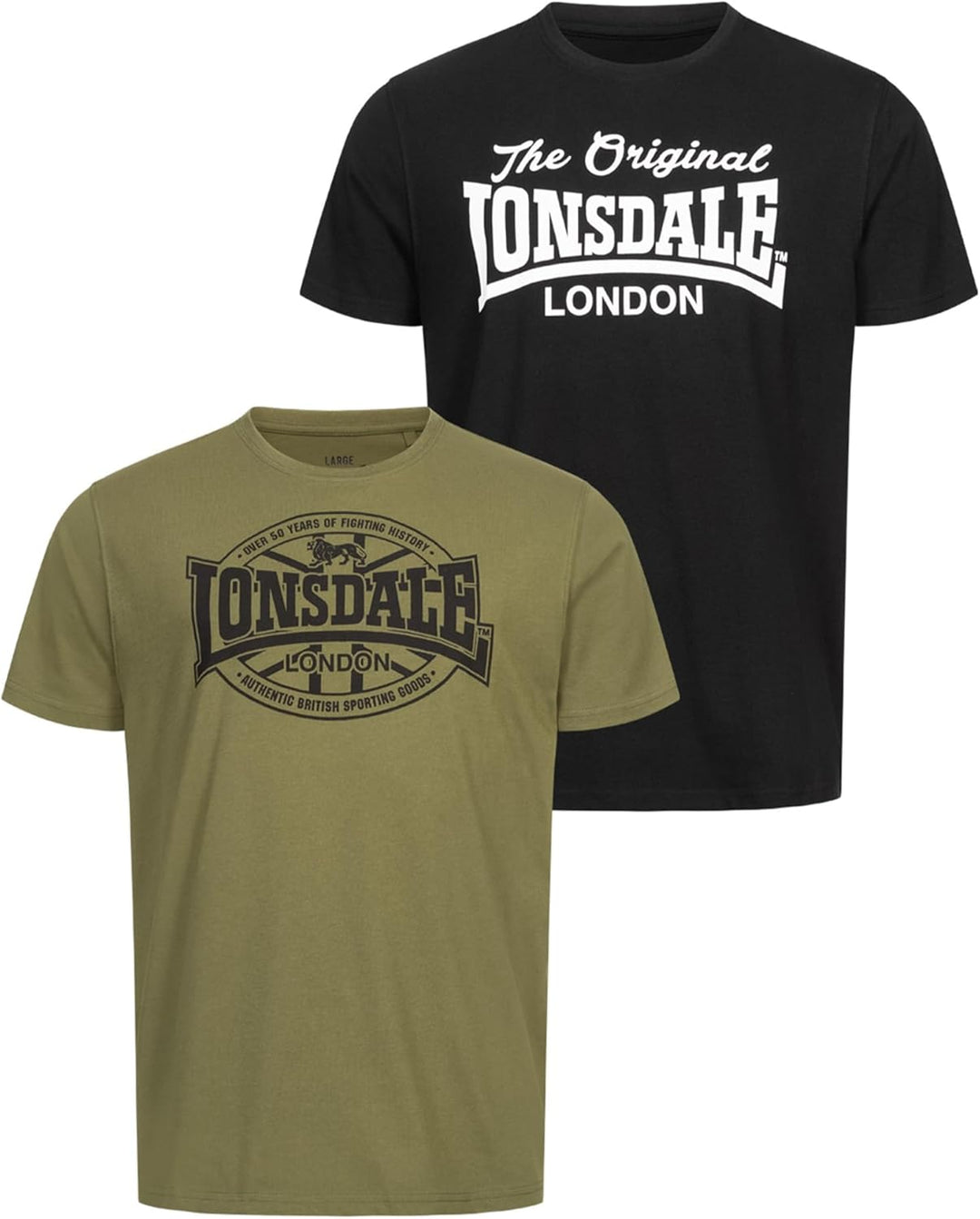Lonsdale Herren Morham Freizeit T-Shirts L Black/Olive, L Black/Olive