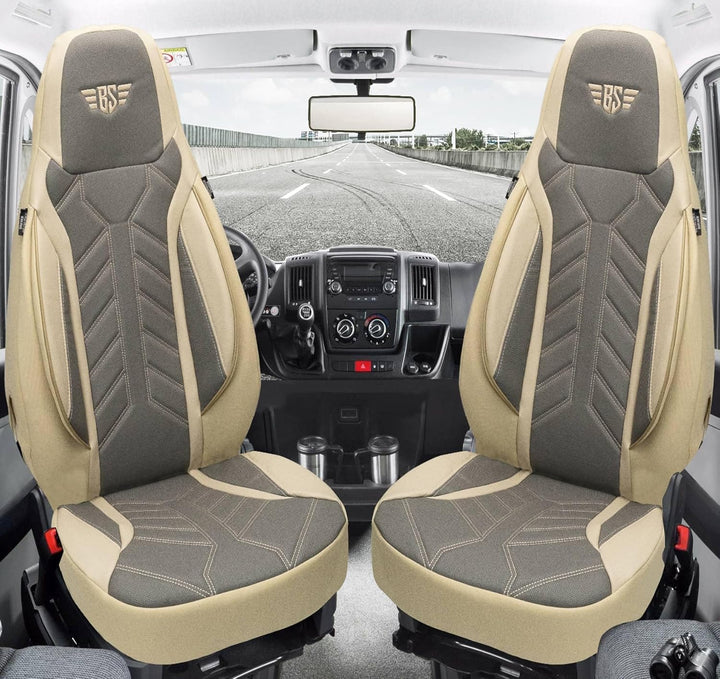BREMER SITZBEZÜGE Mass Sitzbezüge Schonbezüge für Ford Fiesta MK 7 DPL509 DPL509 - Beige/Grau Fiesta