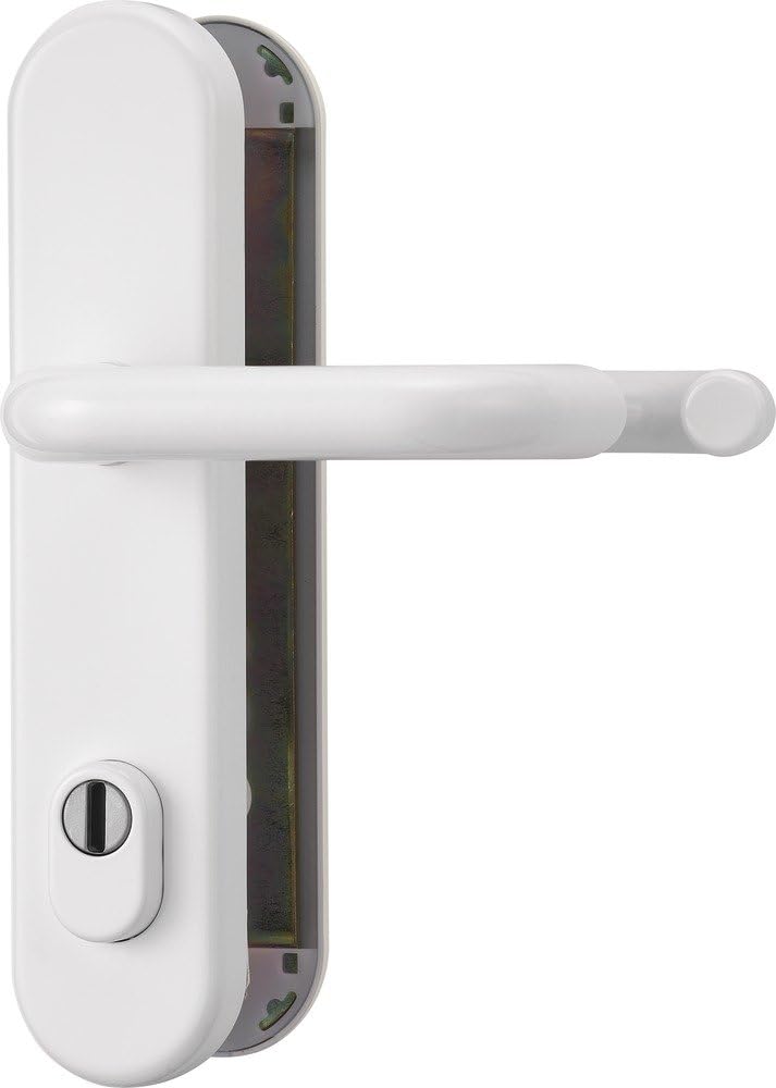 Abus HLZS814 W beidseitig Drücker EK Schutzbeschlag mit Zylinderschutz, rund, weiss, 12238 Weiss Bei