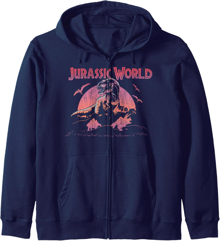 Jurassic World Retro Gradient Sunset Silhouette Logo Kapuzenjacke