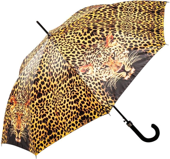 LUCKYWEATHER Regenschirm Stockschirm Damen/Herren Motiv Leopard Auf-Automatik I Stockregenschirm gro