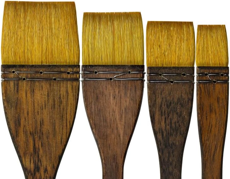 Biaelk 256Flache 4 Stück Ziegenhaar Holzgriff Aquarell Künstlerfarbe Kunstbedarf Pinsel Grösse #1#2#