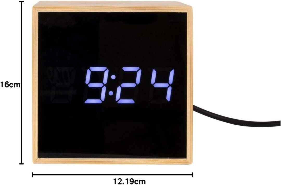 KARLSSON Alarm Clock Mini Cube Bamboo 6,3 x 6,3 x 6,3cm, Excl. 3X AAA Battery