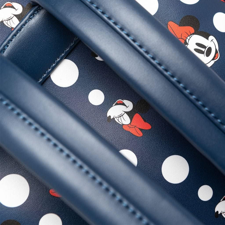 Loungefly Women's Disney Minnie Mouse Polka Dot Blue Double Strap Shoulder Bag Purse