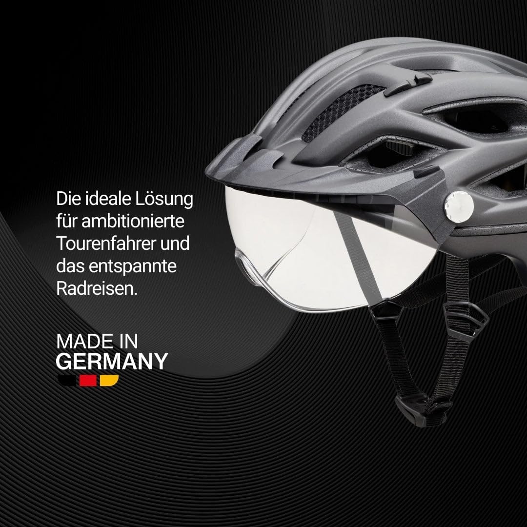 Covis Lite Hybrid Fahrradhelm mit Schutzbrille, Visier, Made in Germany, FIDLOCK Verschluss Damen He