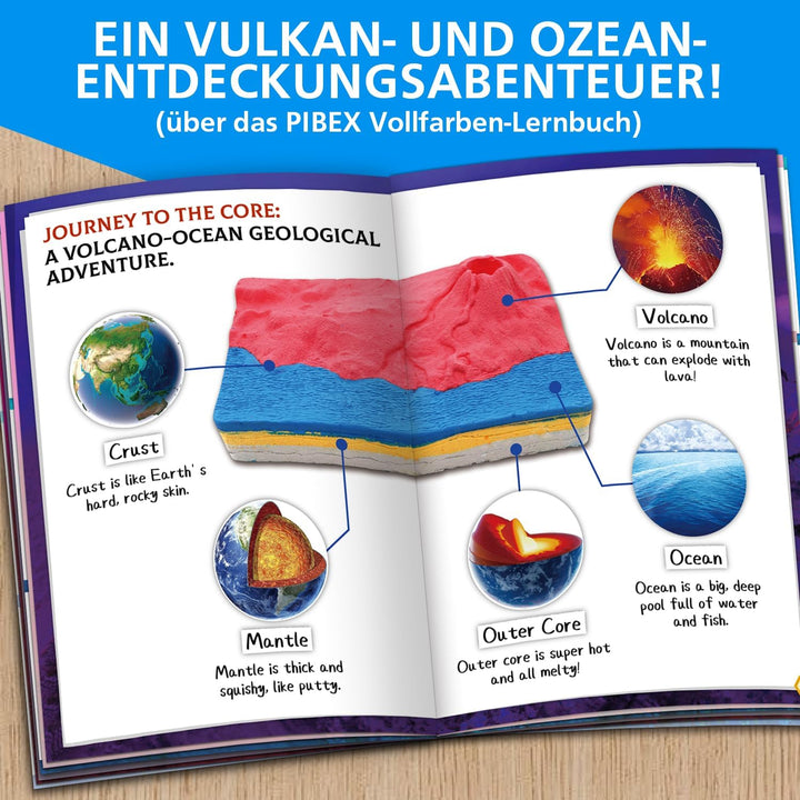 Fossilien &amp; Edelsteine Ausgrabungsset mit Vulkanexperiment, 20+ echte Funde (Geode, Muscheln, Meeres