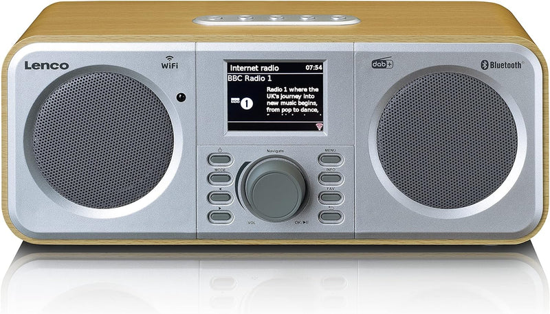 Lenco DIR-141 Internetradio - DAB+ - Bluetooth - W-LAN Verbindung - Zwei Weckzeiten - 2 x 5 Watt RMS