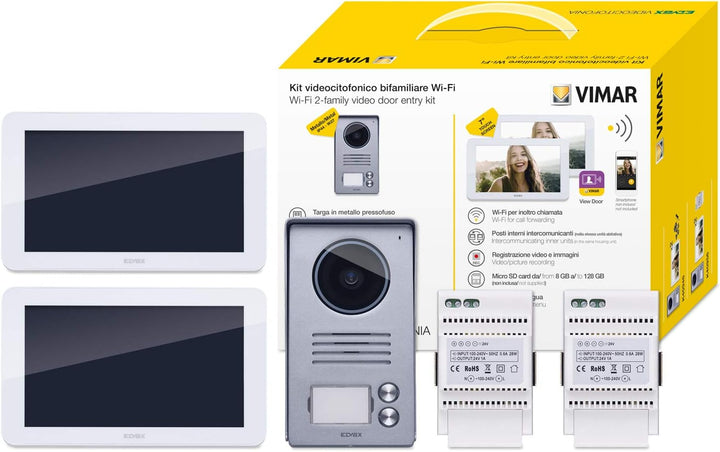 VIMAR K40956 Videosprechenalagen-Set 2 Familie enthält Freisprech-Touchscreen-Videohaustelefon LCD7i