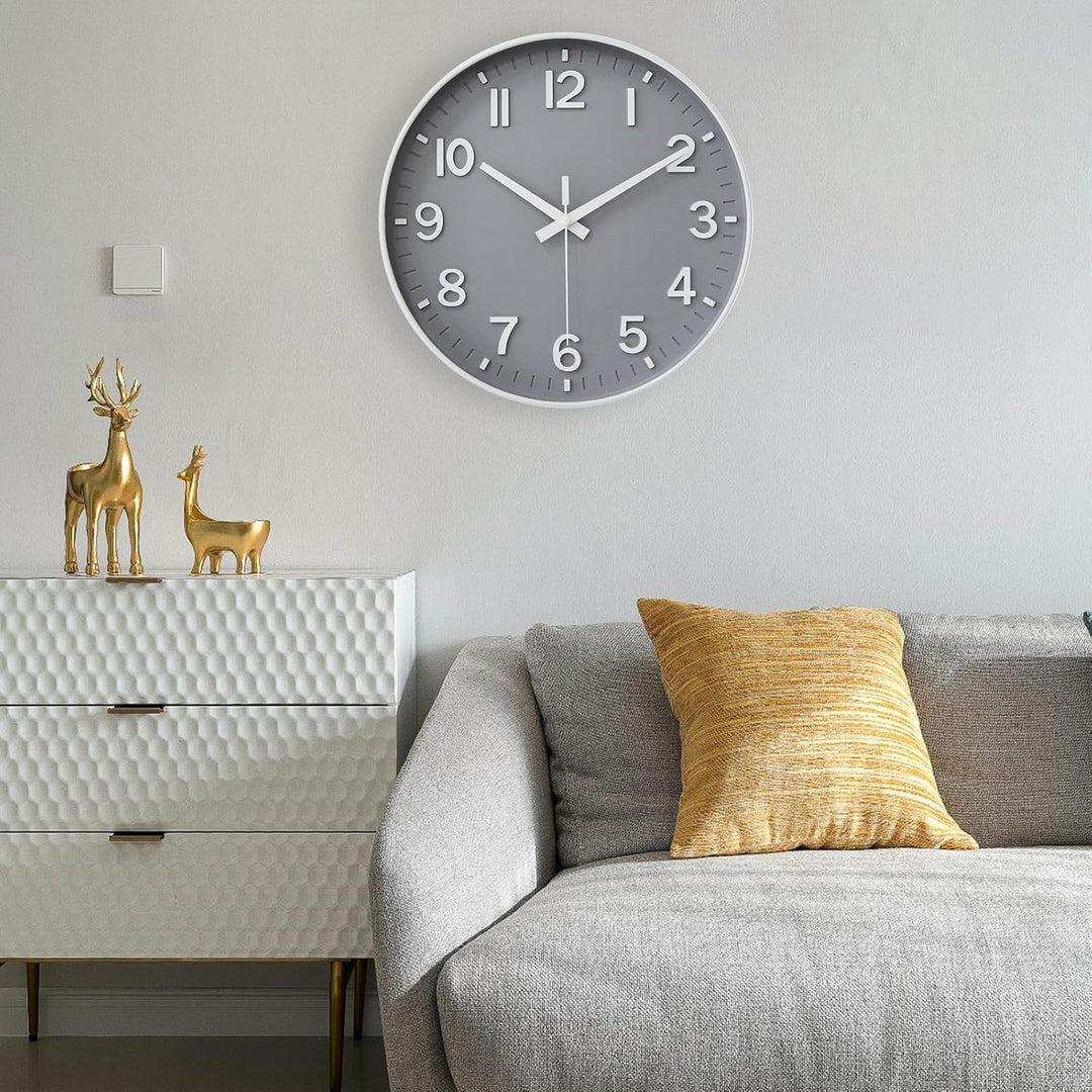 HZDHCLH 30cm Lautlos Wanduhr ohne Ticken Schleichende Sekunde mit Arabisch Ziffer für Büro, Klassenz