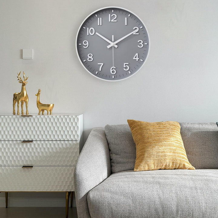 HZDHCLH 30cm Lautlos Wanduhr ohne Ticken Schleichende Sekunde mit Arabisch Ziffer für Büro, Klassenz