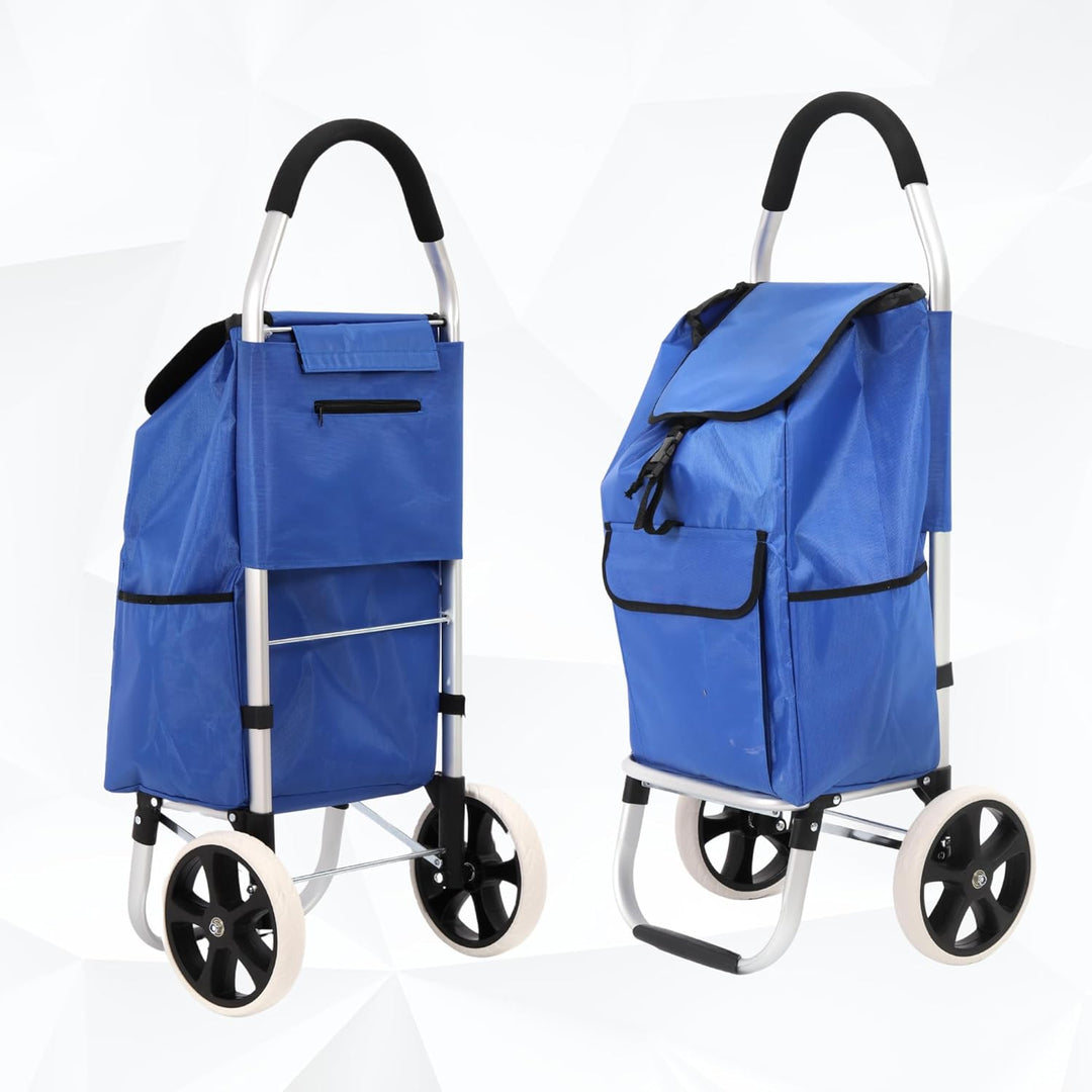 43.5Liter Aluminium Trolley Einkaufstrolley Klappbar, Shopping Trolley, Wasserabweisender Einkaufswa