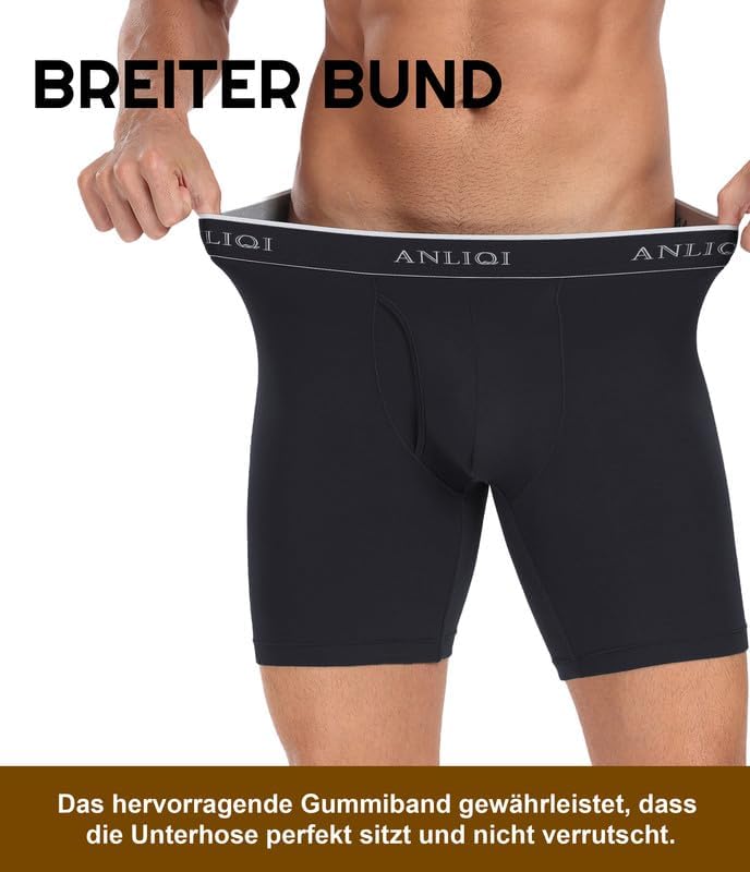 COLORFULLEAF Bambus Boxershorts Herren Lang 3/6/7er Pack Unterhosen Männer Stretch Atmungsaktiv Unte