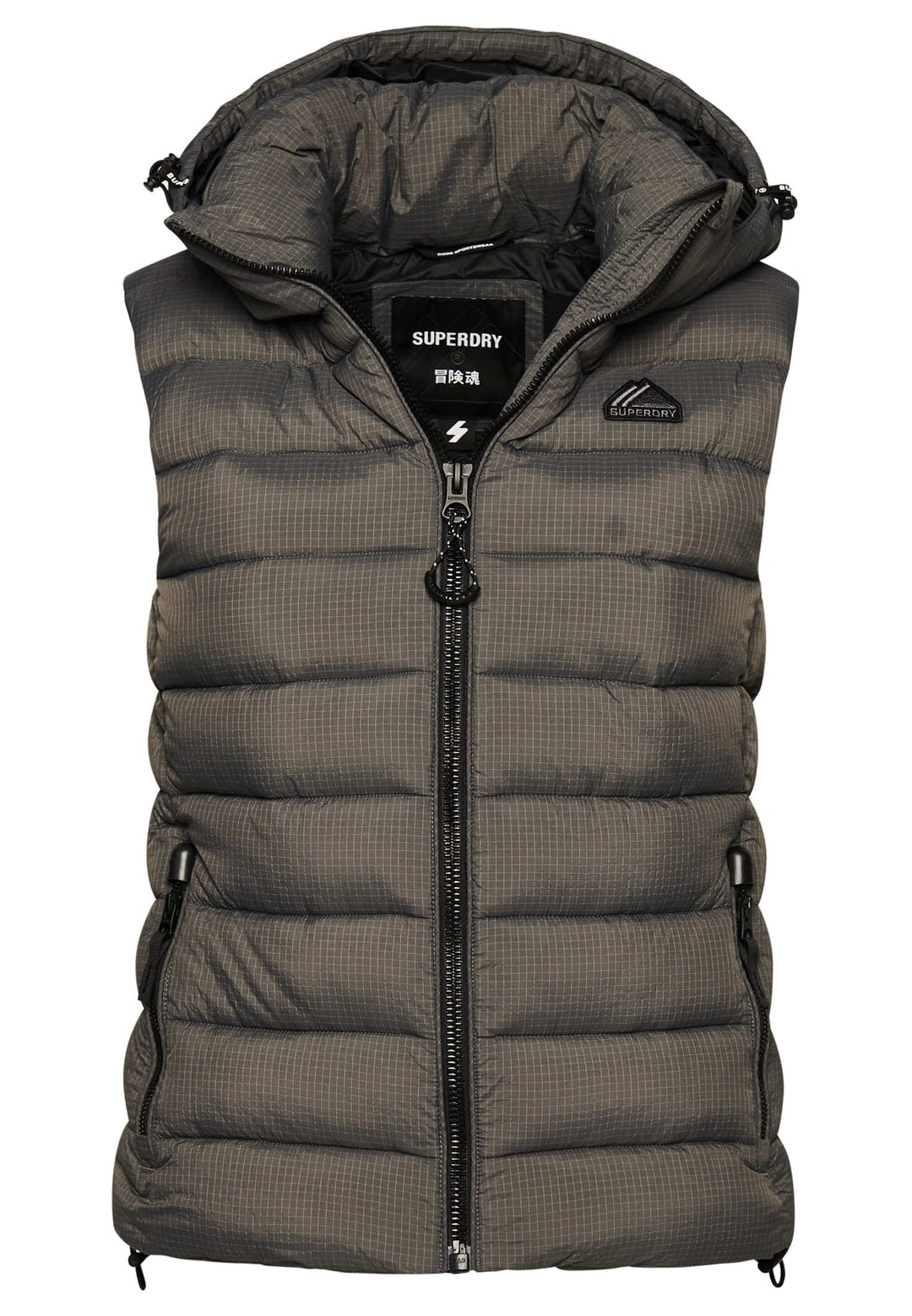 Superdry Code Mountain Fuji Damen-Weste, gepolstert, anthrazit, Grösse 38, anthrazit, 36