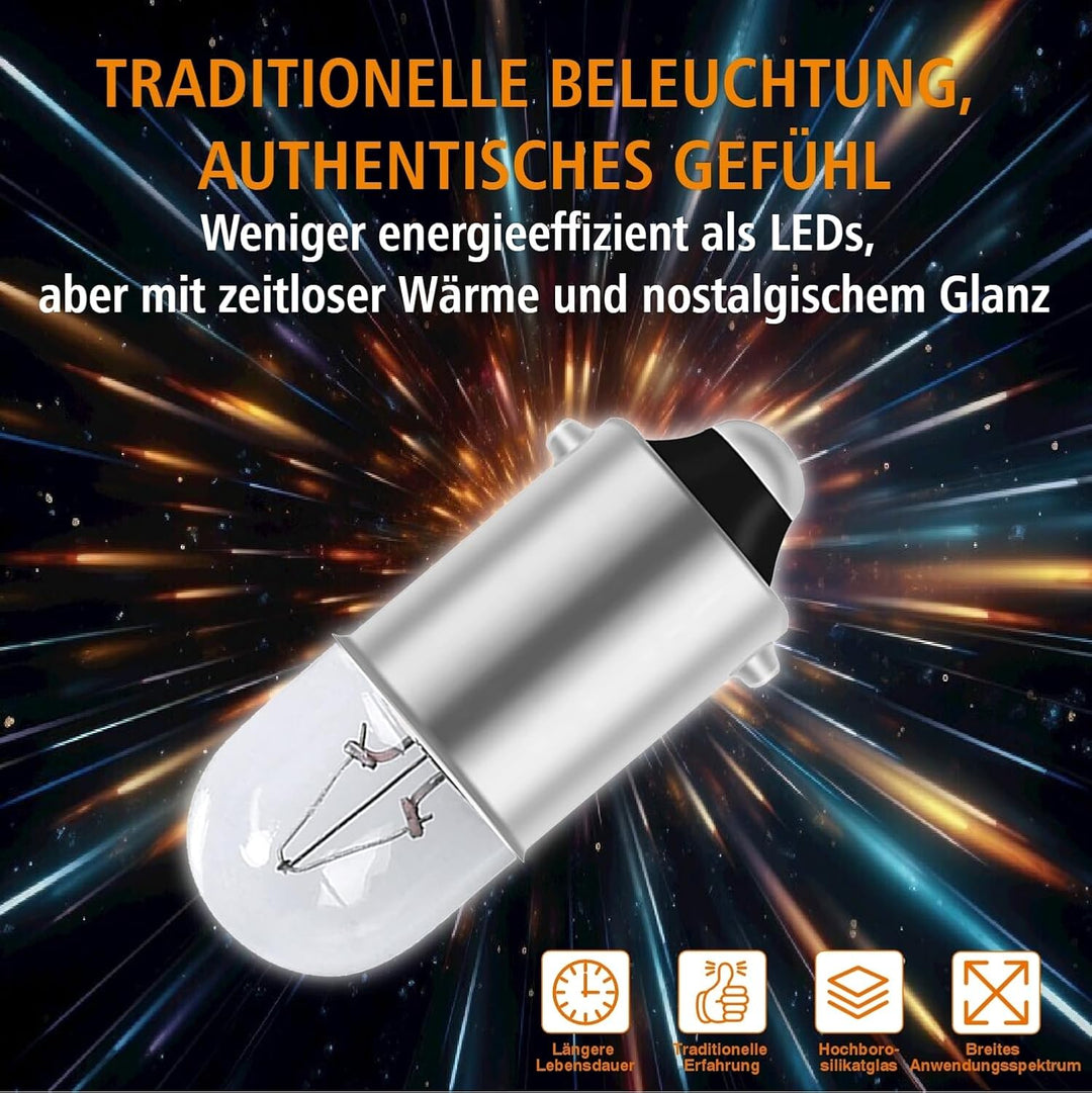 20x T4W BA9s Glühbirnen 12V 4W Metallsockel Halogen Lampen für Standlicht Kennzeichenbeleuchtung und