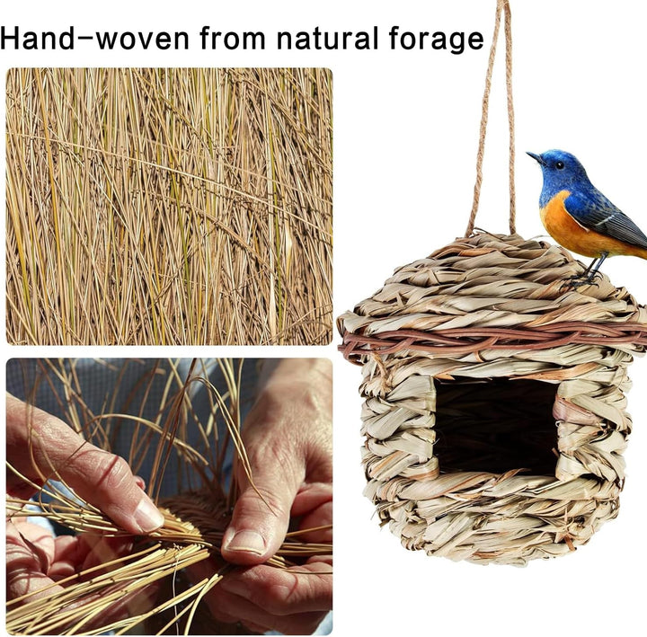 Vogelnest Gras, 2 Stück Gras Bird Nest, Vogelhäus, Handgewebte Vogelhäuser, Vogelhäus zum Aufhängen