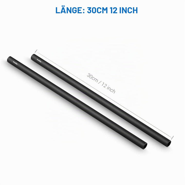 SMALLRIG DSLR Rigs 15mm Carbon Fiber Stangen - 30cm / 12inch (2 Stück) - 851 12 inch/ 30cm, 12 inch/