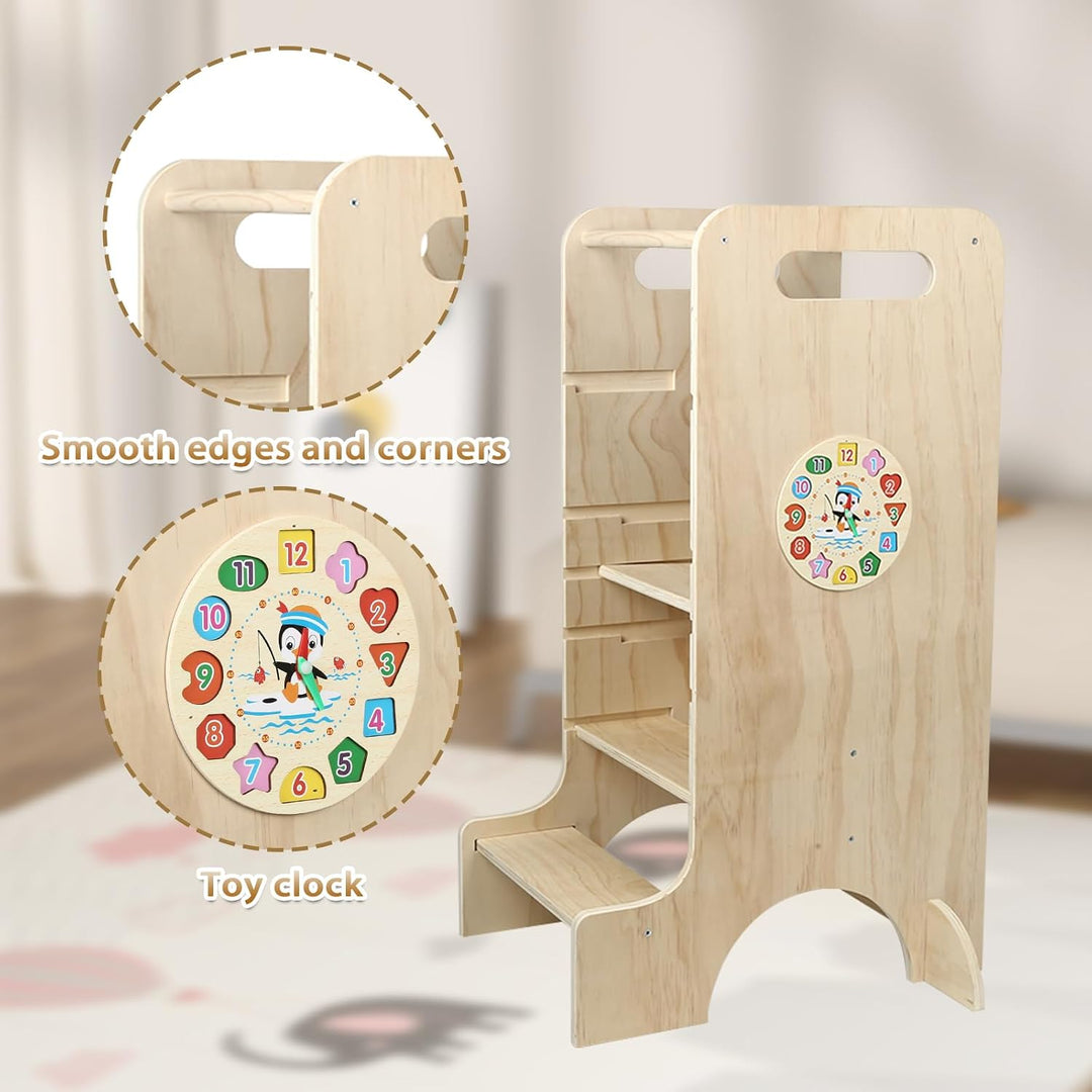 Montessori Lernturm für Babys zum Beobachten und Lernen – skalierbar für Kinder – Füsse gegen Kippen