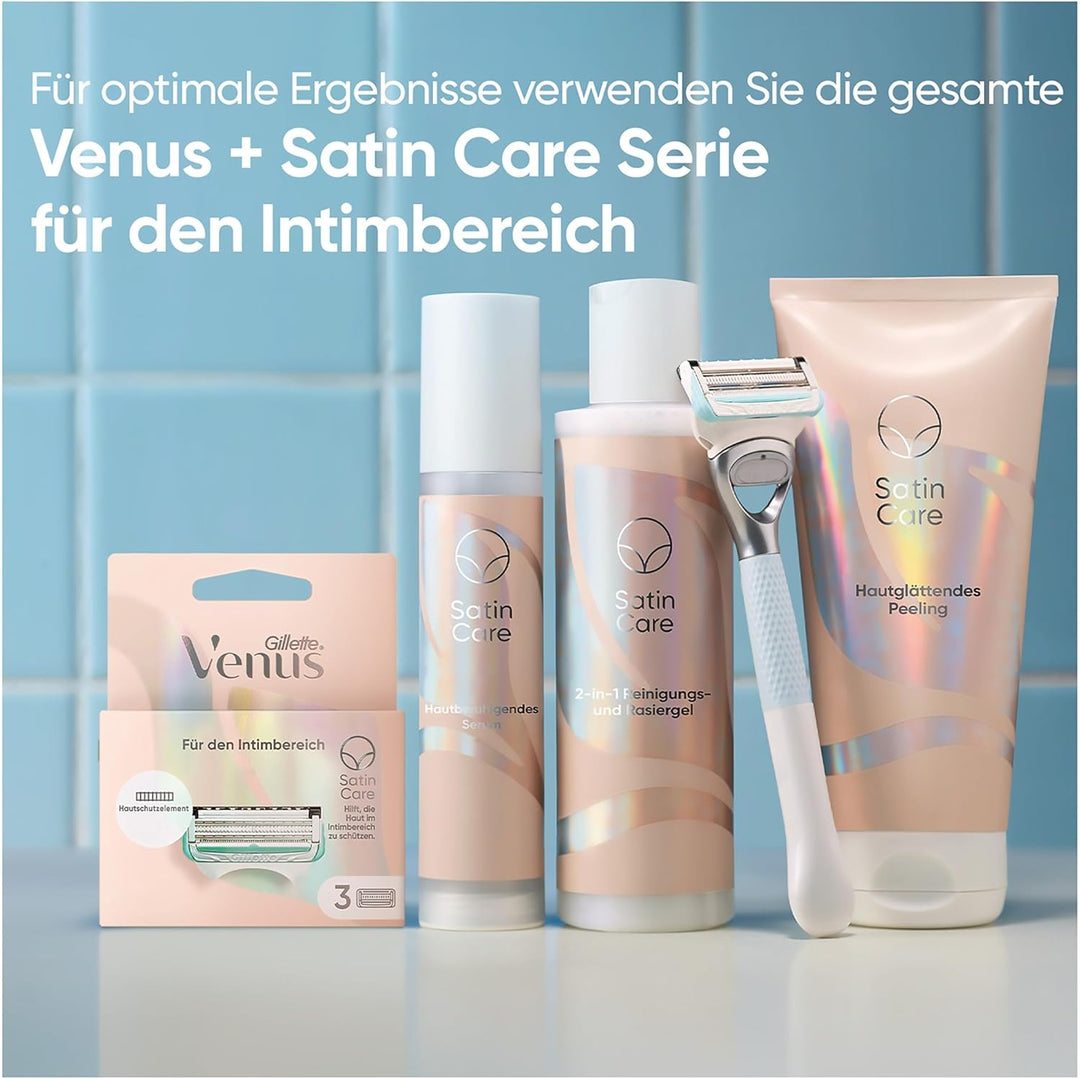 Gillette Venus Satin Care Rasierer Damen für den Intimbereich, Damenrasierer + 1 Rasierklinge, Intim