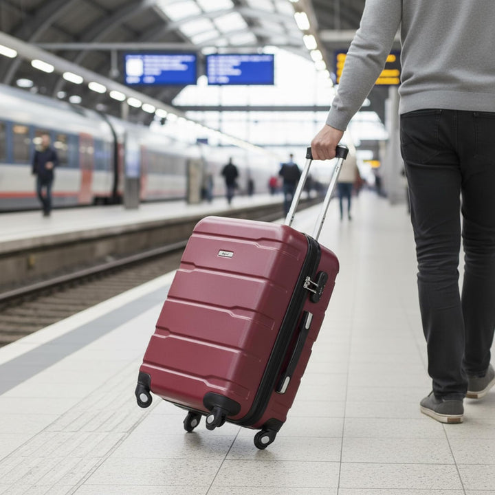 Zelsius Koffer Set 3 Stück, Rot | ABS Hartschalenkoffer mit Zahlenschloss, Doppelrollen und Innen Tr