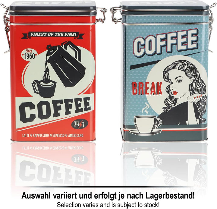 com-four® 4x Vorratsdose aus Metall - Kaffeedose mit verschliessbarem Deckel - Metallbehälter im Ret