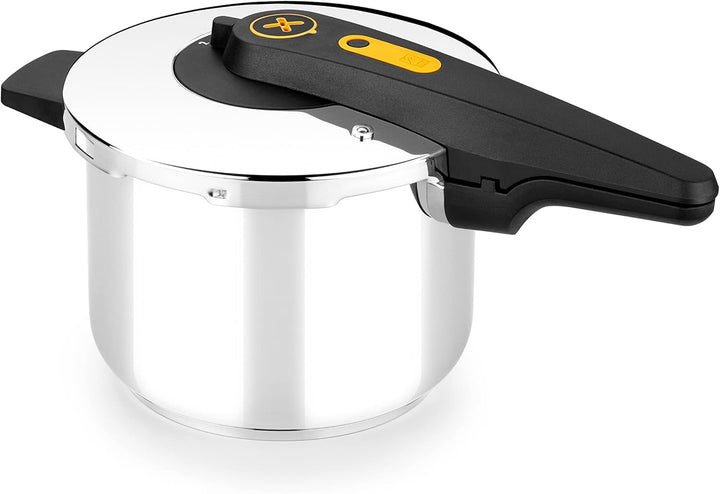 BRA Excellent | 6-Liter-Schnellkochtopf mit einfachem Öffnen, aus Edelstahl 18/10, mit 2 Kochprogram