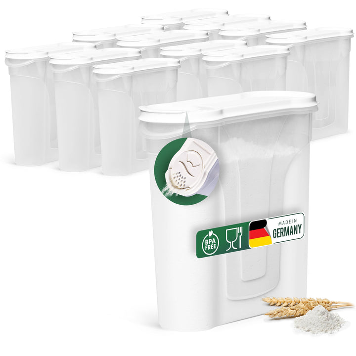 Novaliv Schüttdosen 12er SET Vorratsdose zum Streuen 2,4 Liter - Masse (LxBxH): 22 x 21 x 8,5 cm - D