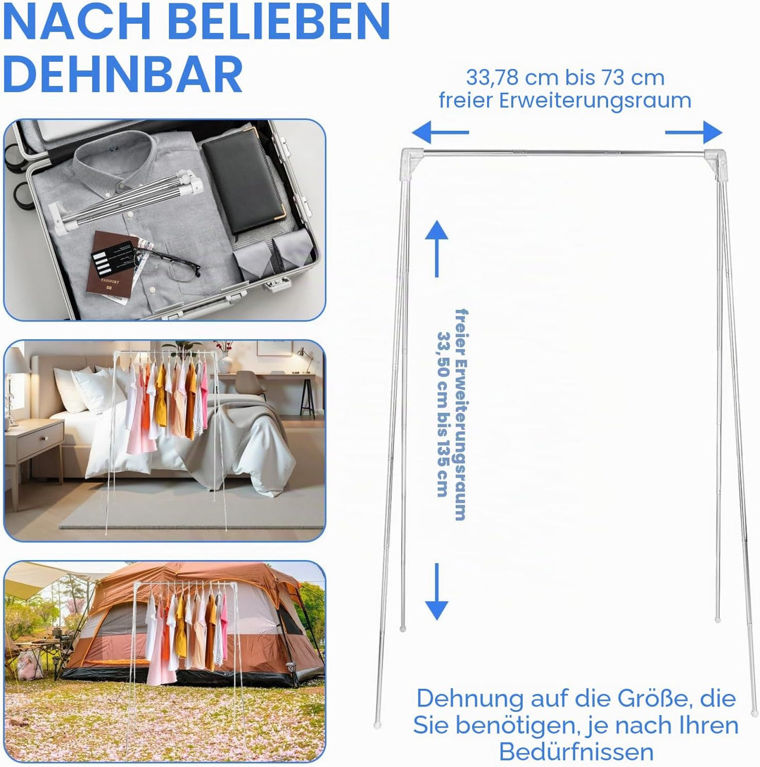 Tragbares, zusammenklappbares Kleidungsstück, 84–180 cm (33–71 Zoll) tragbares Reisegestell, zusamme