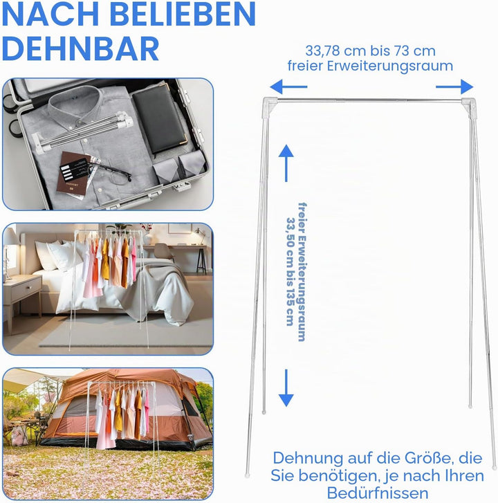 Tragbares, zusammenklappbares Kleidungsstück, 84–180 cm (33–71 Zoll) tragbares Reisegestell, zusamme