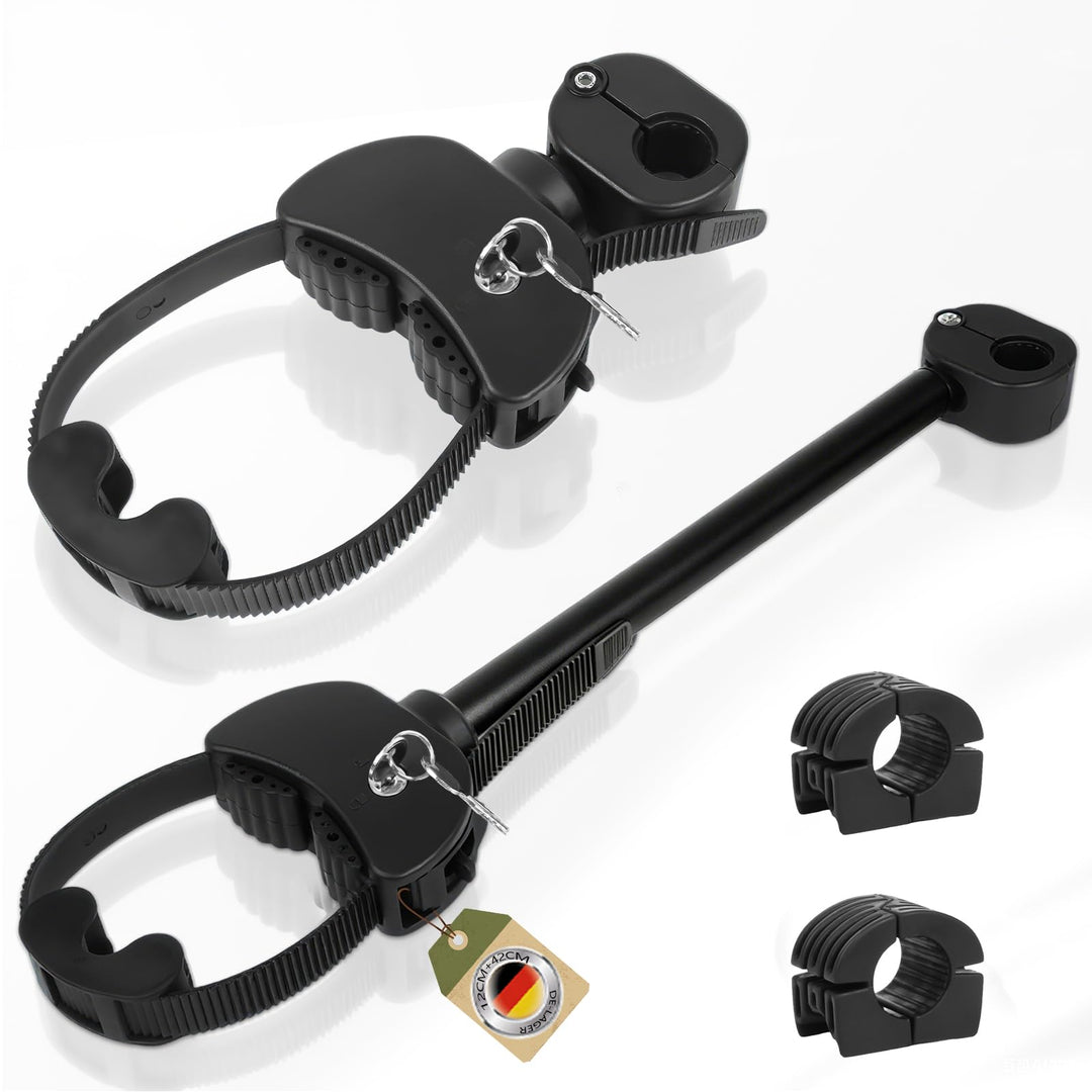 Verstellbar Strap Rahmenhalter 12CM+38CM, Alu Rahmenhalter Fahrradträger für E-Bike/Fahrrad, Abschli