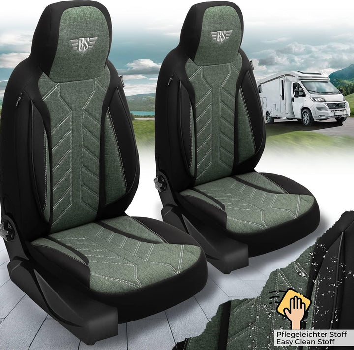 BREMER SITZBEZÜGE Wohnmobil Schonbezüge für FIAT Ducato Jumper Boxer PLKT213 PLKT213 - Schwarz/Olivg