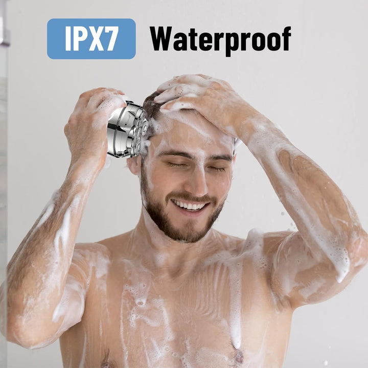 Rotationsrasierer für Männer – Magnetischer Glatzenrasierer mit 5D Scherköpfen | IPX7 Wasserdicht &
