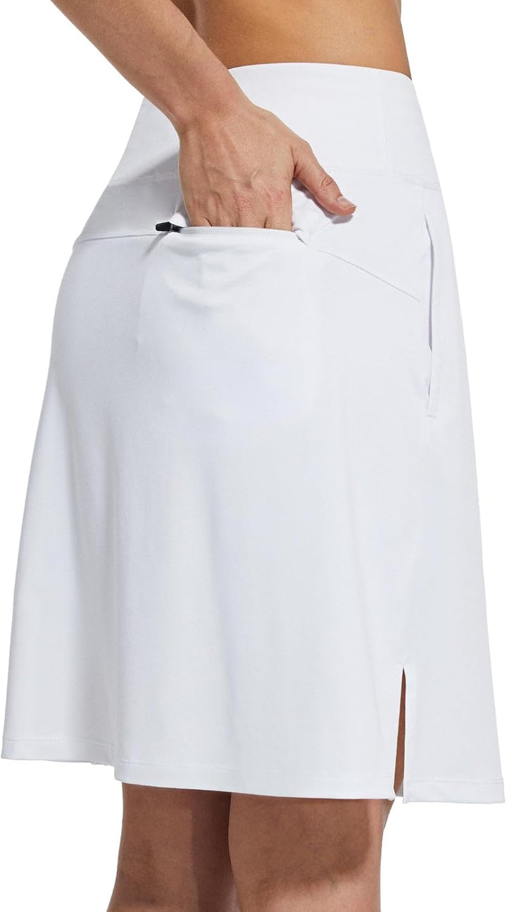 BALEAF Damen Tennisrock Knielang Sportrock hoher Taille Golfrock Outdoorrock Hosenrock mit Tasche S