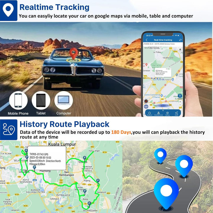 Winnes GPS Tracker 4G 120 Tage Lange Standby-Zeit GPS Tracker Auto Ohne ABO mit kostenlose Apps Star