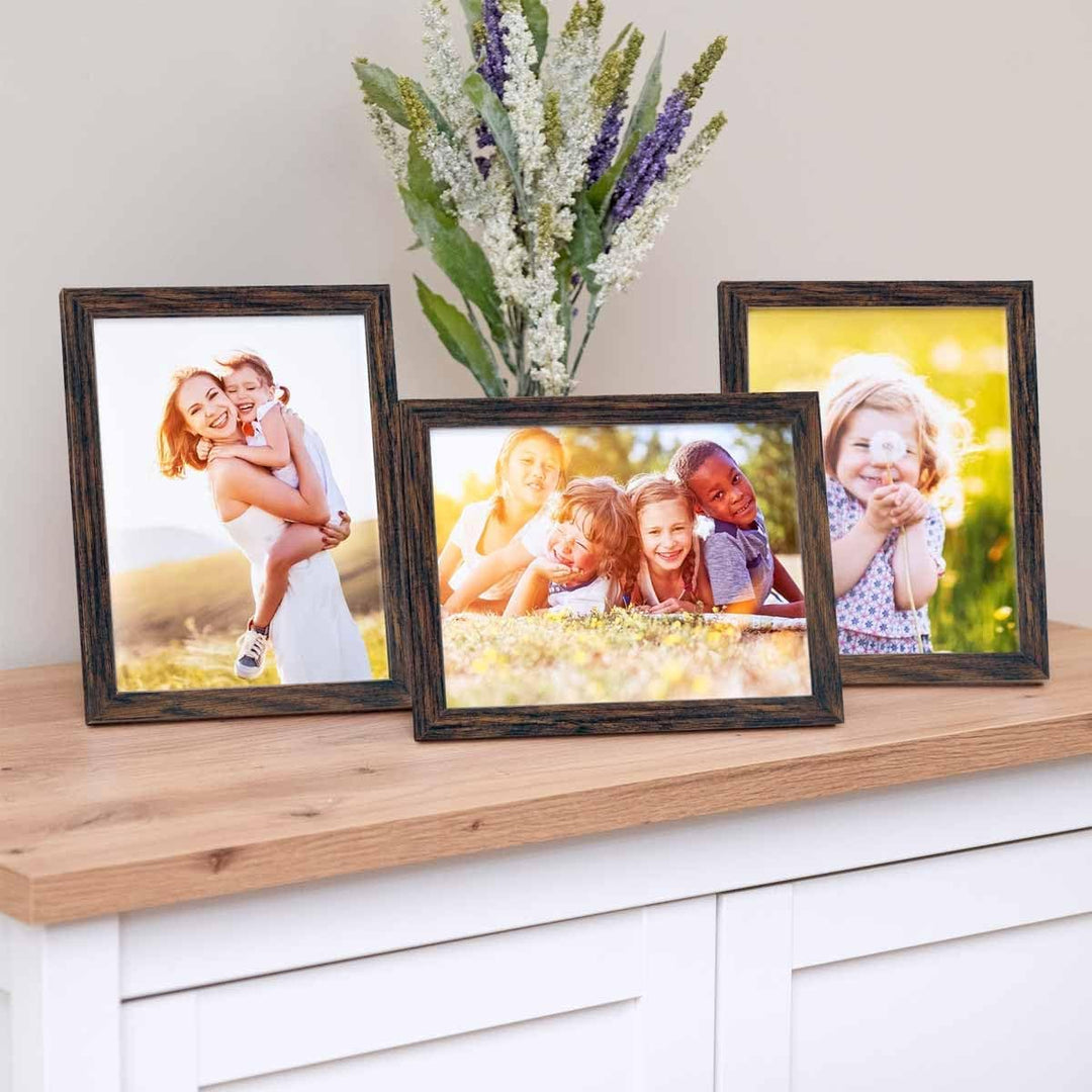 PHOTOLINI Bilderrahmen 15x20 Holz MDF Eiche Dunkel, 3er Set Bilderrahmen 20x15, Picture Frame mit Ac