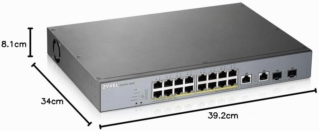 Zyxel Gigabit Smart-Managed PoE+ Switch mit 16 Ports, einem Budget von 250 W und zwei Gigabit-Combo-