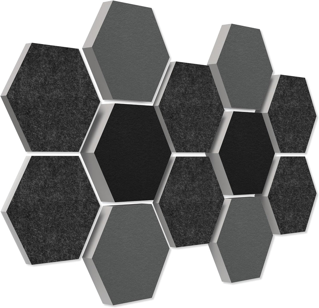 platino24 Schallabsorber 3D-Set aus Basotect G+ < 12 Elemente Ø30cm Wabe > Qualitäts Akustik Element