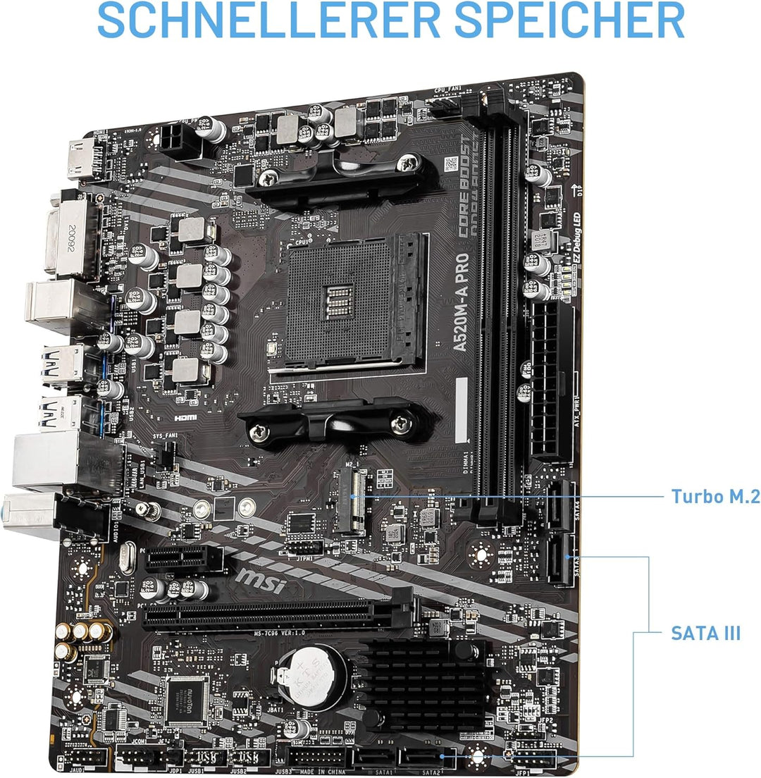 MSI A520M-A PRO Motherboard AMD A520 Socket AM4 micro ATX A520 A520M-A PRO M-ATX, A520 A520M-A PRO M