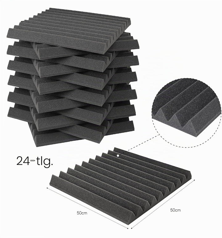 sunnypillow 24 Stück Akustikschaumstoff Akustikschaum Matten 50 x 50 x 2.5cm | Schalldämmmatten zur