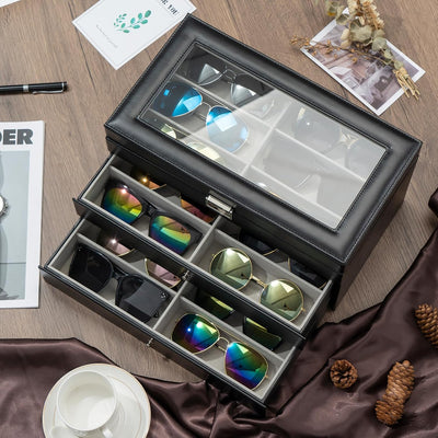 ProCase Brillenbox Sonnenbrillen Displaybox Aufbewahrungsbox aus Leder Brillenschatulle Brillenkoffe