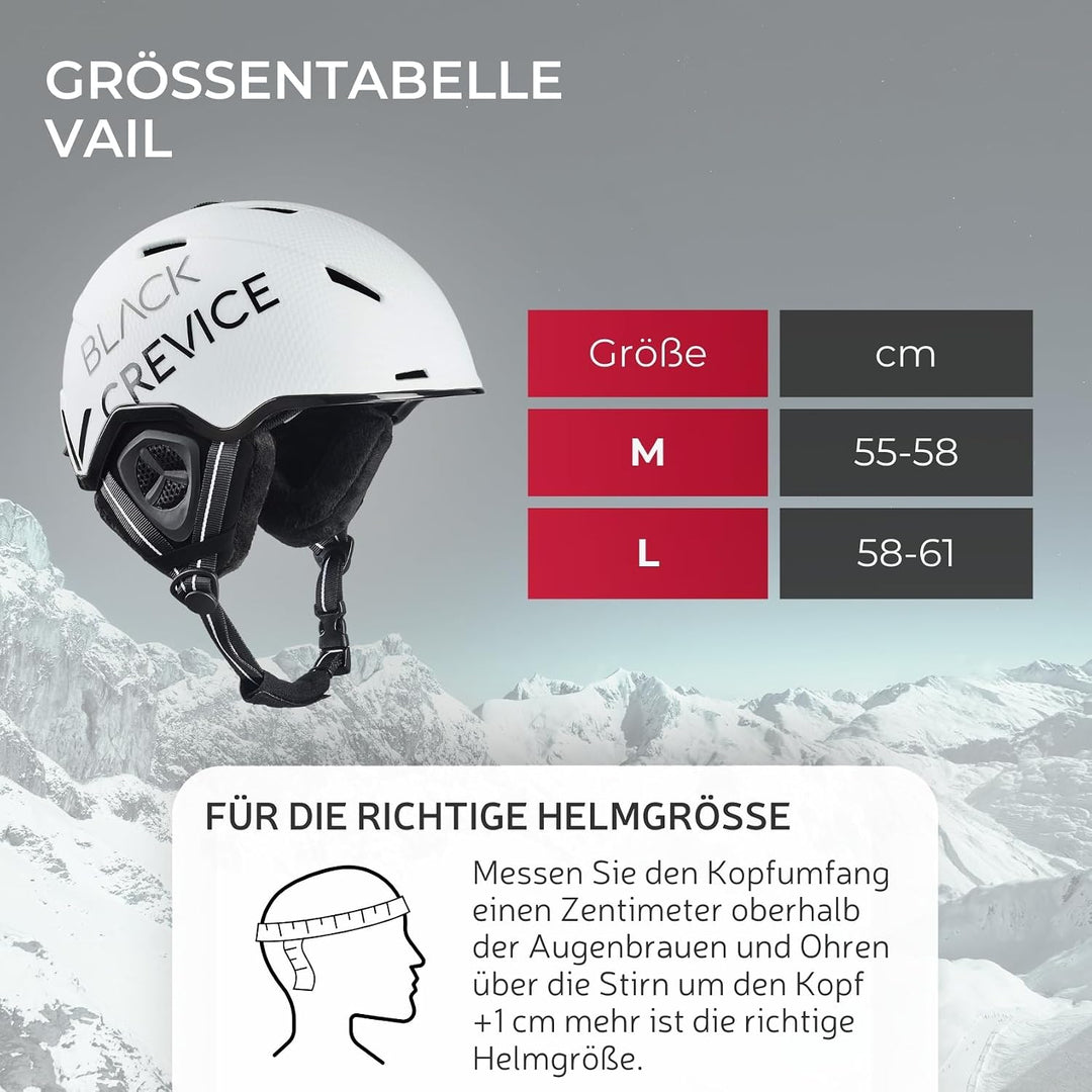 Black Crevice Skihelm Vail I Stossfester Skihelm in sportlichem Design I Skihelm Herren &amp; Damen I Sn