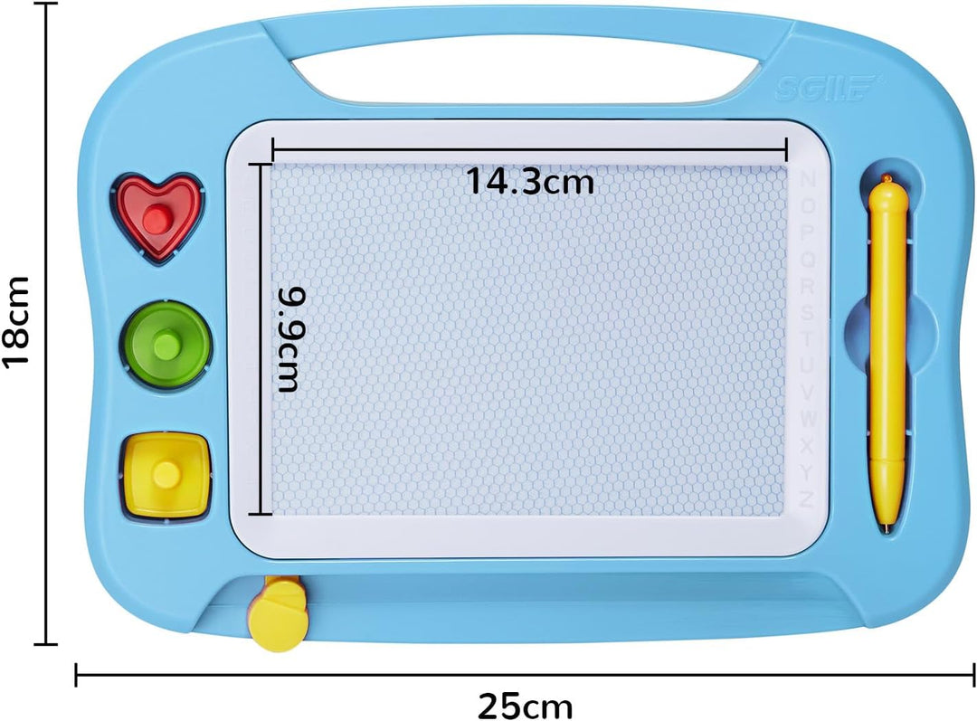 SGILE Magnetische Maltafel Zaubertafel Kinder, 25×18 cm Magnet Magnettafel mit 4 Stempeln, Kreatives