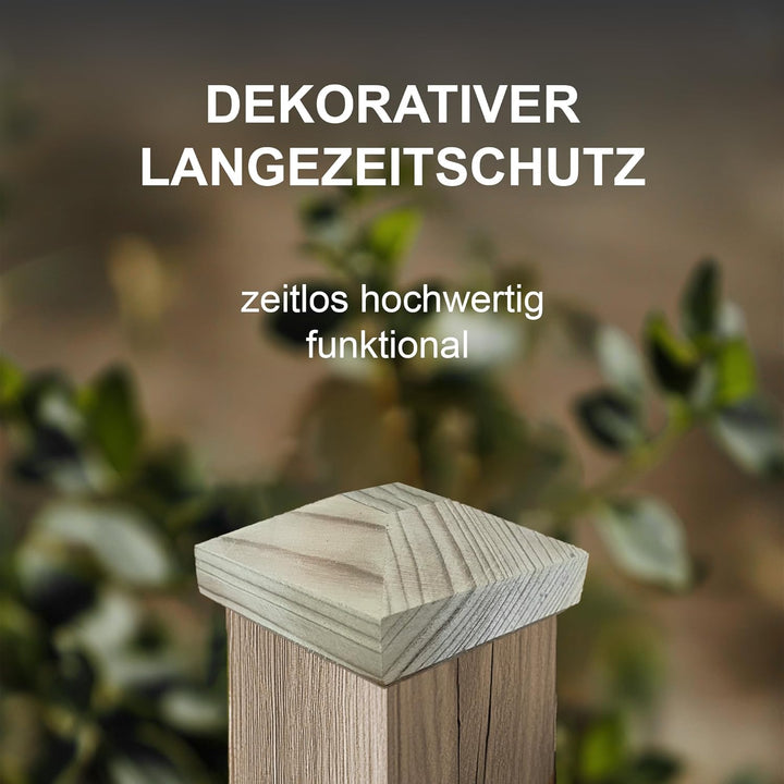 h2i Pfostenkappe | Holz imprägniert | 130 x 130 mm | 5 Stück | Eckige Abdeckkappe für Garten Holzpfo