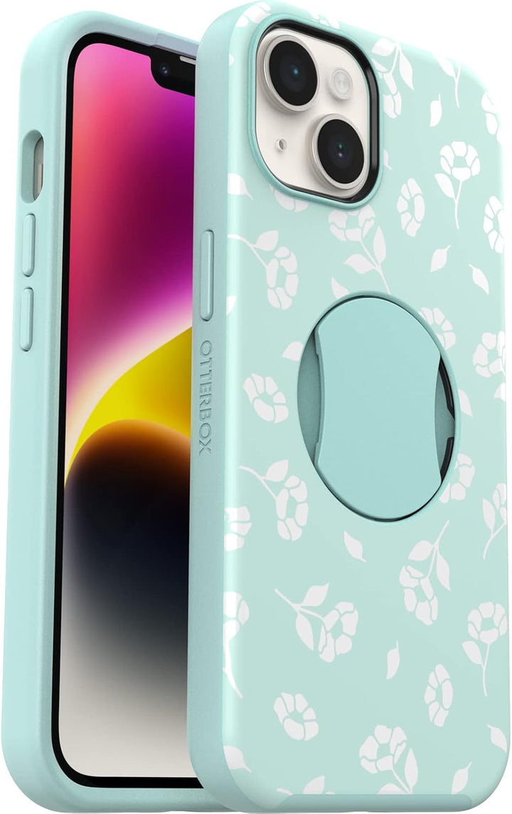 OtterBox OtterGrip Symmetry Serie Hülle für iPhone 13 und 14, Mohnblumen am Meer (Blau), integrierte