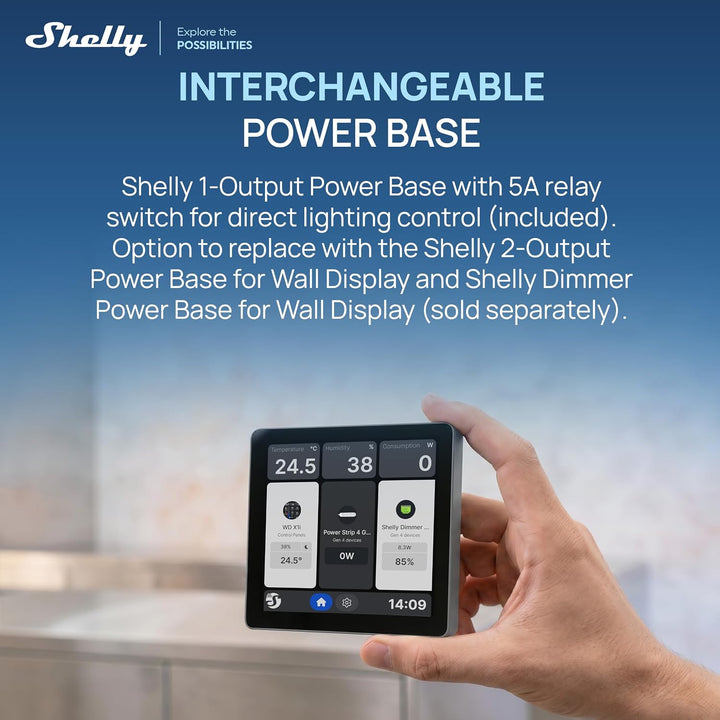 Shelly Wall Display X1i Silber - Smarte Bedienzentrale mit 4" Touchscreen, Integriertes Relais, Lich