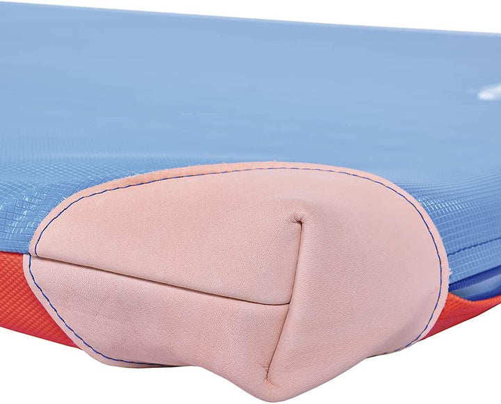Grevinga® FUN - Turnmatte (VB 120) 200 x 100 x 6 cm Blau-Rot mit Lederecken und Tragschlaufen, 200 x