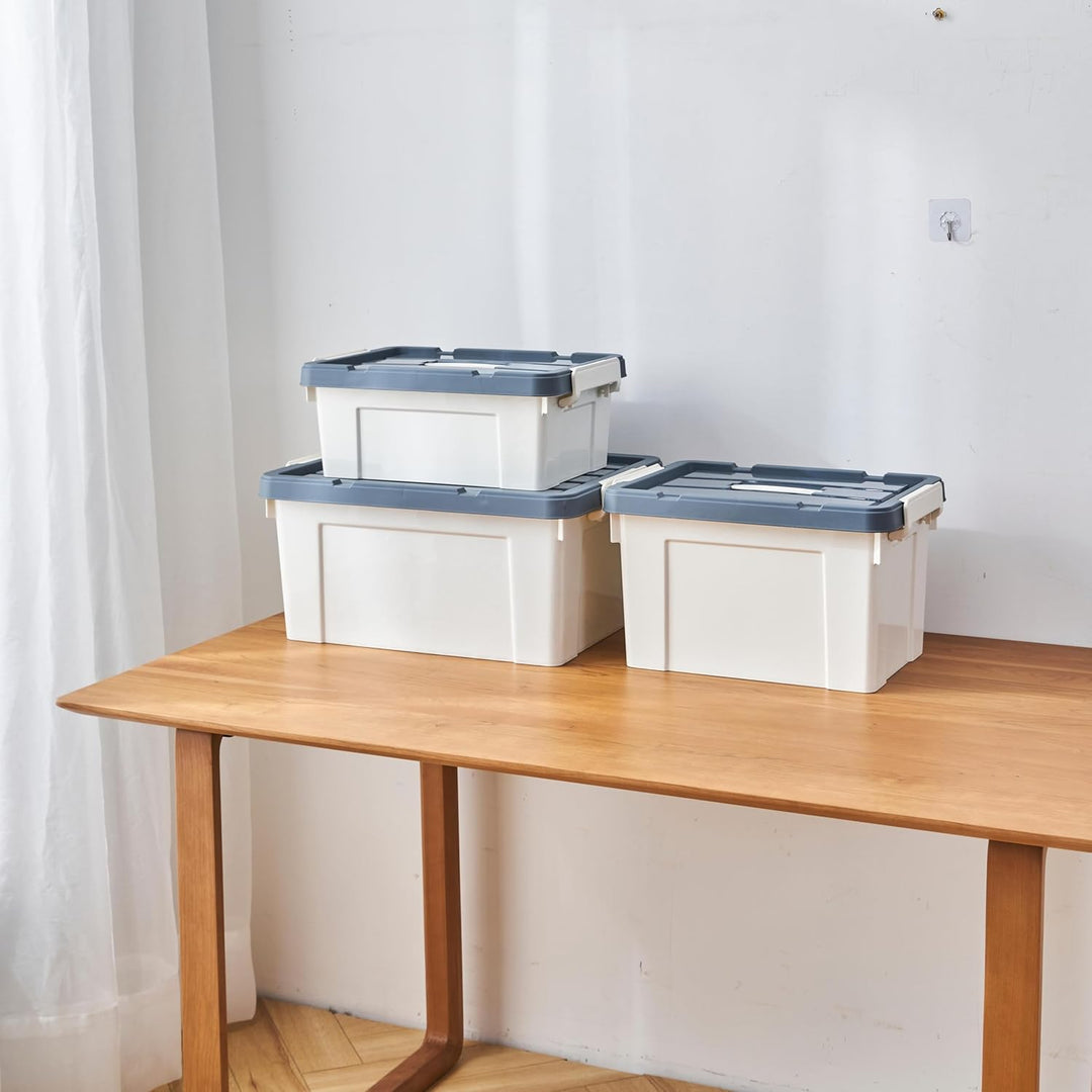 Cetomo 20L*3 Kunststoff-Aufbewahrungsbox Box mit haltbarem Deckel und Sicherheitsverschluss stapelba