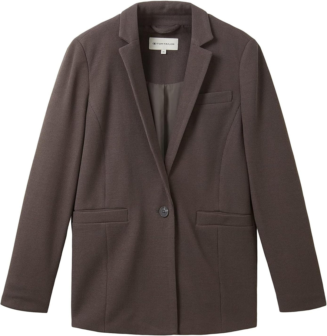 TOM TAILOR Damen 1037908 Blazer mit Struktur (1er Pack) M 32251 - Dark Mineral Grey, M 32251 - Dark